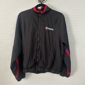 Forever 21 K Swiss‎ Black Wind Breaker Jacket with Red and Blue Details